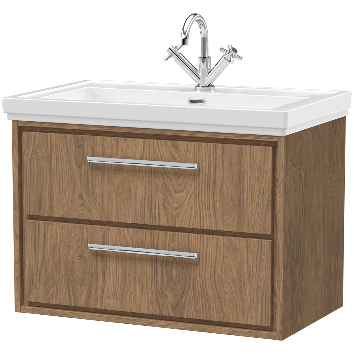 Hudson Reed Lille 800mm Wall Hung 2 Drawer Vanity Unit & Basin Antique Oak LIL2726A