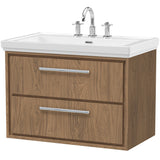 Hudson Reed Lille 800mm Wall Hung 2 Drawer Vanity Unit & Basin Antique Oak LIL2726B
