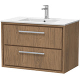 Hudson Reed Lille 800mm Wall Hung 2 Drawer Vanity Unit & Basin Antique Oak LIL2726C
