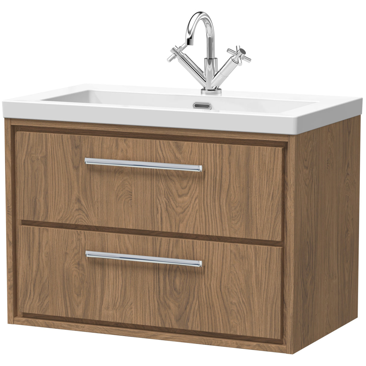 Hudson Reed Lille 800mm Wall Hung 2 Drawer Vanity Unit & Basin Antique Oak LIL2726L