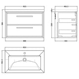 Hudson Reed Lille 800mm Wall Hung 2 Drawer Vanity Unit & Basin Antique Oak LIL2726L LD