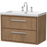 Hudson Reed Lille 800mm Wall Hung 2 Drawer Vanity Unit & Basin Antique Oak LIL2726M