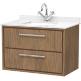 Hudson Reed Lille 800mm Wall Hung 2 Drawer Vanity Unit & Basin Antique Oak LIL2726WS1
