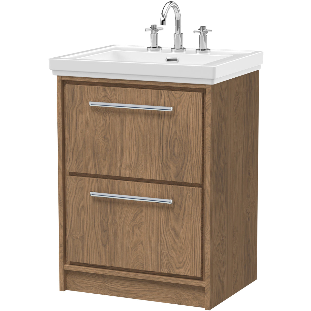Hudson Reed Lille 600mm Freestanding 2 Drawer Vanity Unit & Basin Antique Oak LIL2733B