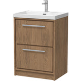 Hudson Reed Lille 600mm Freestanding 2 Drawer Vanity Unit & Basin Antique Oak LIL2733E