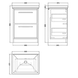 Hudson Reed Lille 600mm Freestanding 2 Drawer Vanity Unit & Basin Antique Oak LIL2733H LD