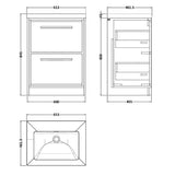 Hudson Reed Lille 600mm Freestanding 2 Drawer Vanity Unit & Basin Antique Oak LIL2733K LD