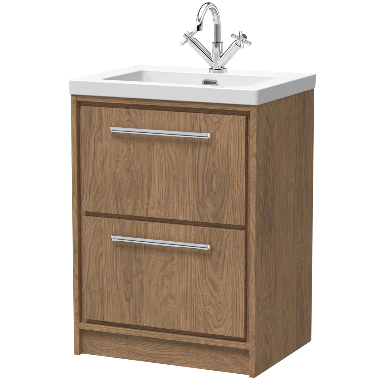 Hudson Reed Lille 600mm Freestanding 2 Drawer Vanity Unit & Basin Antique Oak LIL2733L