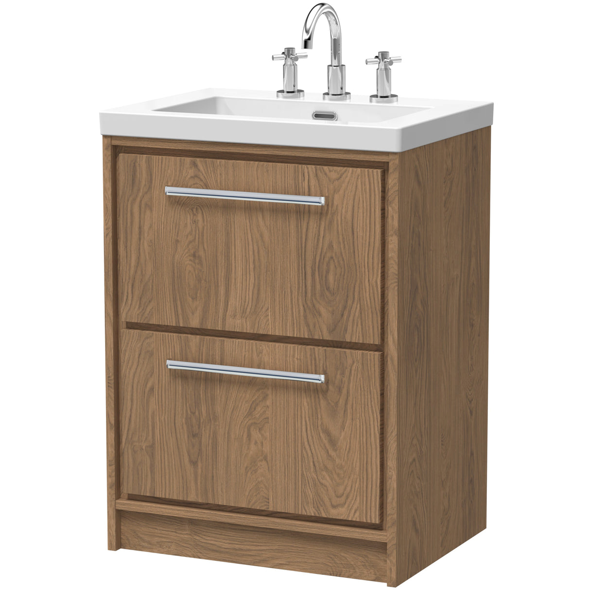 Hudson Reed Lille 600mm Freestanding 2 Drawer Vanity Unit & Basin Antique Oak LIL2733M