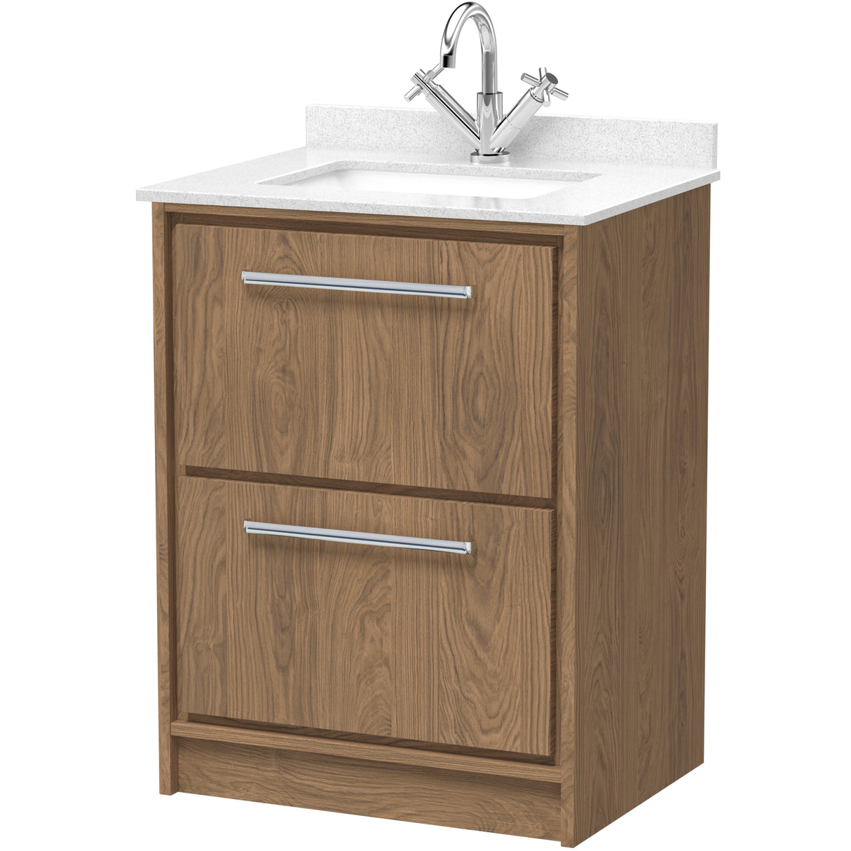 Hudson Reed Lille 600mm Freestanding 2 Drawer Vanity Unit & Basin Antique Oak LIL2733WS1