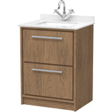 Hudson Reed Lille 600mm Freestanding 2 Drawer Vanity Unit & Basin Antique Oak LIL2733WS1