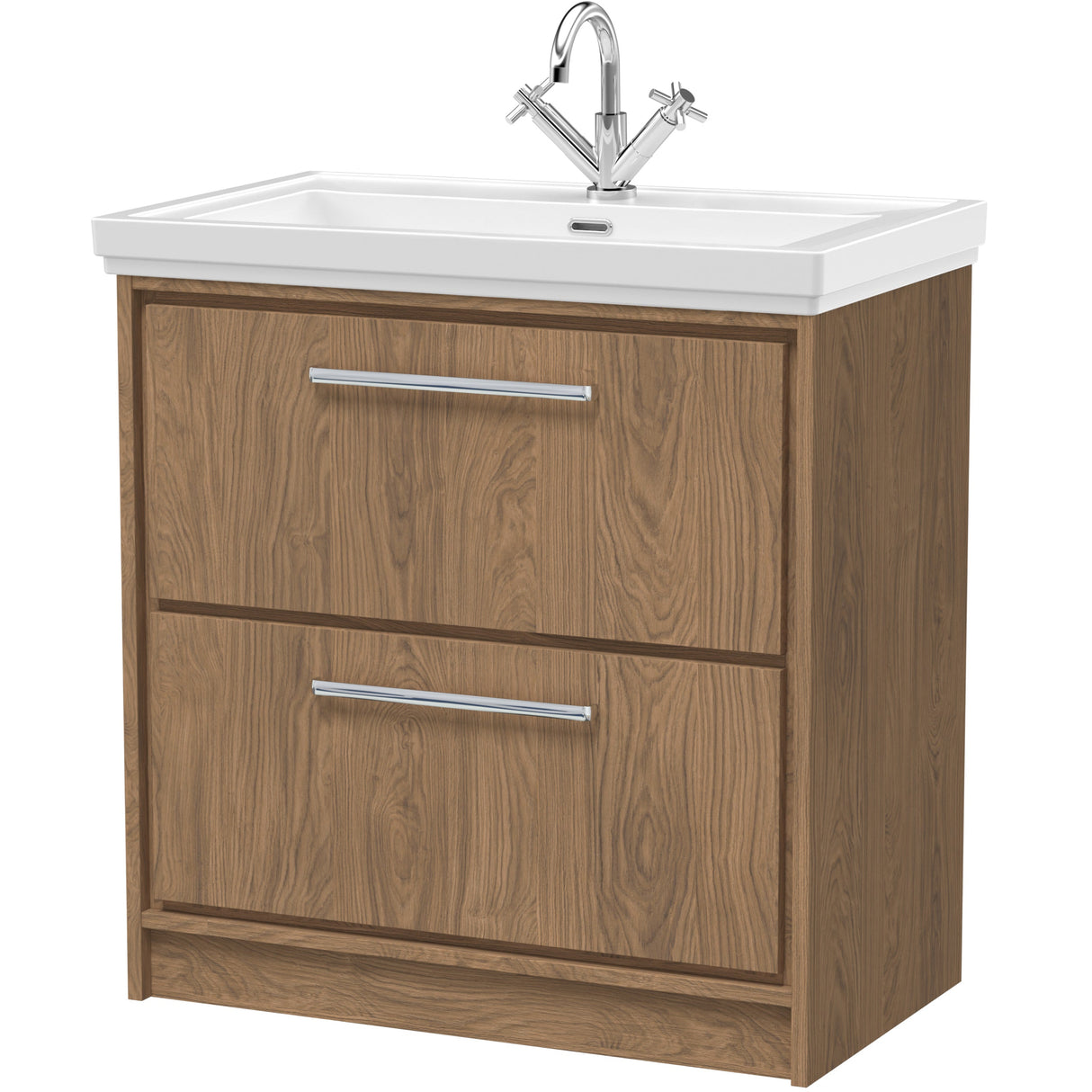 Hudson Reed Lille 800mm Freestanding 2 Drawer Vanity Unit & Basin Antique Oak LIL2735A