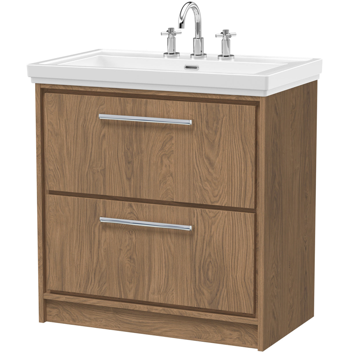 Hudson Reed Lille 800mm Freestanding 2 Drawer Vanity Unit & Basin Antique Oak LIL2735B