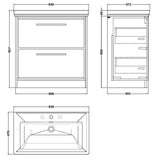 Hudson Reed Lille 800mm Freestanding 2 Drawer Vanity Unit & Basin Antique Oak LIL2735B LD