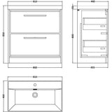 Hudson Reed Lille 800mm Freestanding 2 Drawer Vanity Unit & Basin Antique Oak LIL2735E LD