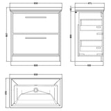 Hudson Reed Lille 800mm Freestanding 2 Drawer Vanity Unit & Basin Antique Oak LIL2735H LD