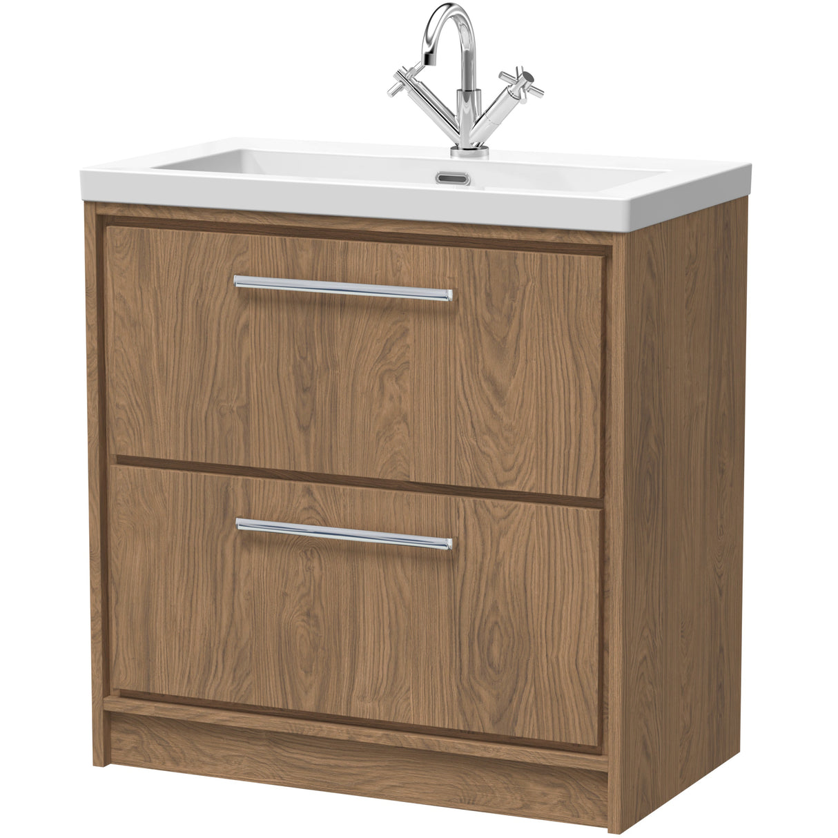 Hudson Reed Lille 800mm Freestanding 2 Drawer Vanity Unit & Basin Antique Oak LIL2735L