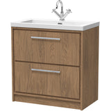 Hudson Reed Lille 800mm Freestanding 2 Drawer Vanity Unit & Basin Antique Oak LIL2735L