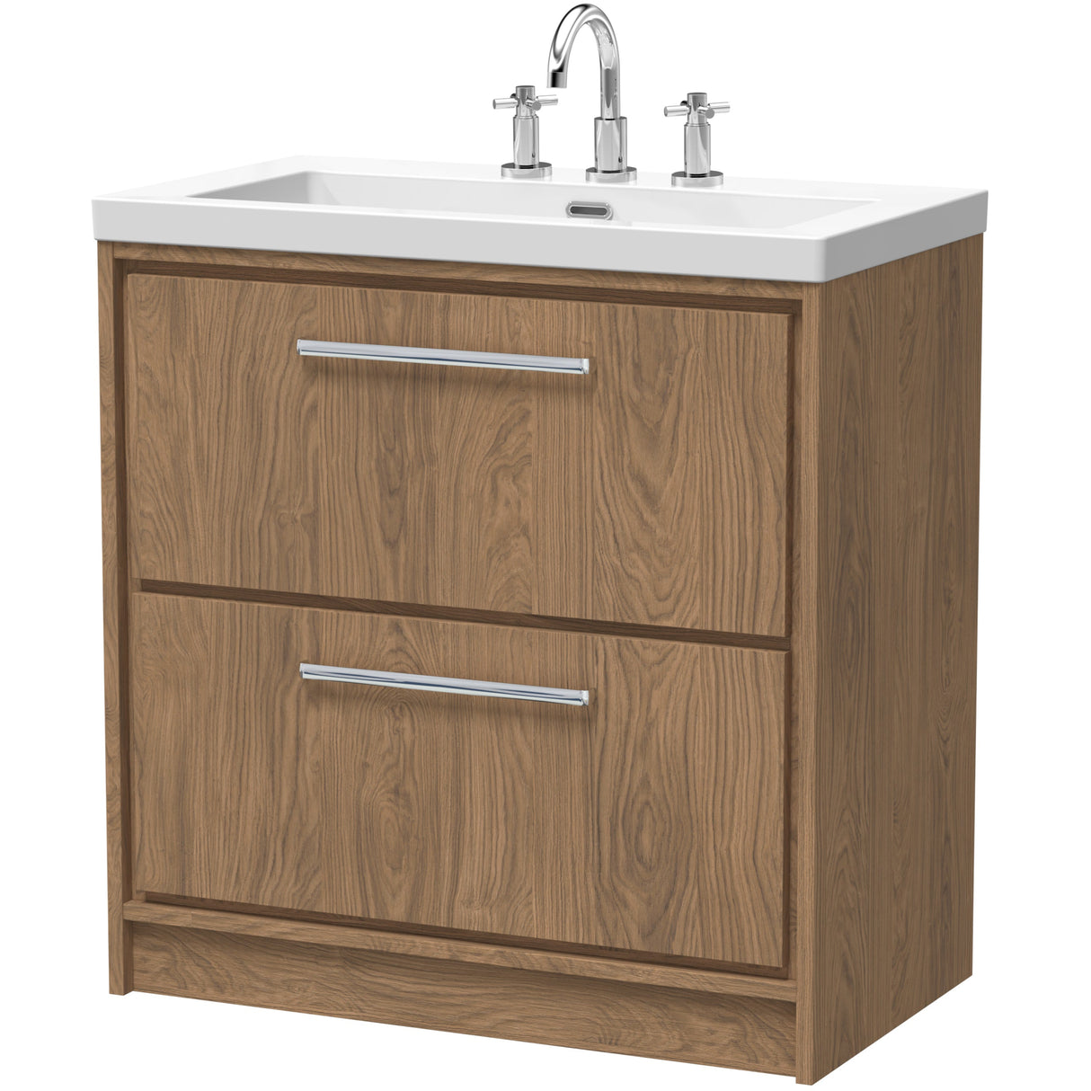 Hudson Reed Lille 800mm Freestanding 2 Drawer Vanity Unit & Basin Antique Oak LIL2735M