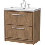 Hudson Reed Lille 800mm Freestanding 2 Drawer Vanity Unit & Basin Antique Oak LIL2735M