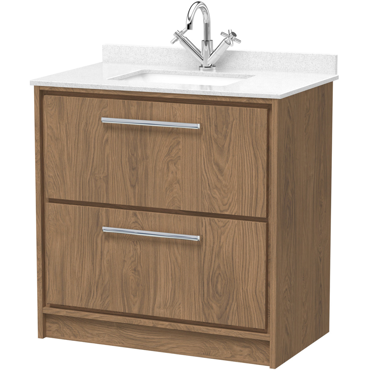 Hudson Reed Lille 800mm Freestanding 2 Drawer Vanity Unit & Basin Antique Oak LIL2735WS1
