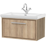 Hudson Reed Lille 800mm Wall Hung 1 Drawer Vanity Unit & Basin Bleached Oak LIL3025A