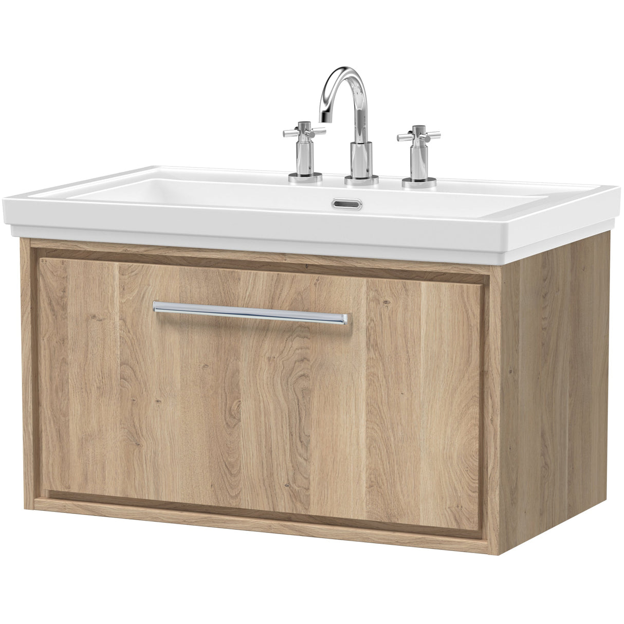 Hudson Reed Lille 800mm Wall Hung 1 Drawer Vanity Unit & Basin Bleached Oak LIL3025B