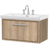Hudson Reed Lille 800mm Wall Hung 1 Drawer Vanity Unit & Basin Bleached Oak LIL3025B