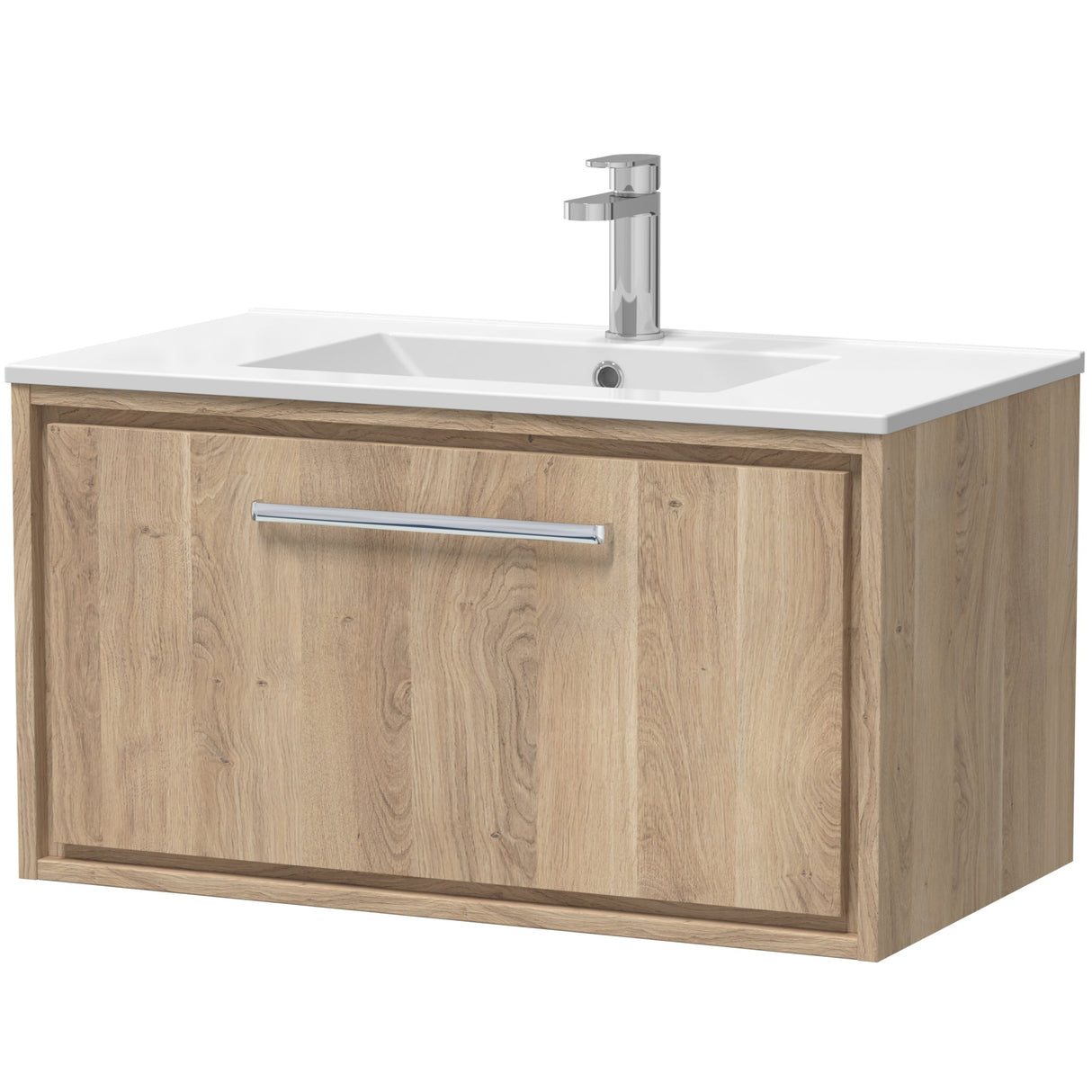 Hudson Reed Lille 800mm Wall Hung 1 Drawer Vanity Unit & Basin Bleached Oak LIL3025C