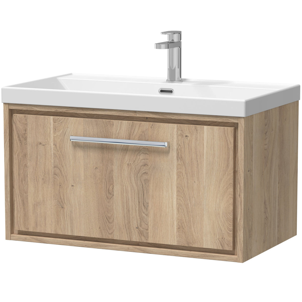 Hudson Reed Lille 800mm Wall Hung 1 Drawer Vanity Unit & Basin Bleached Oak LIL3025E
