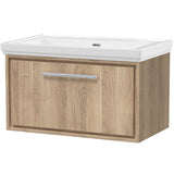 Hudson Reed Lille 800mm Wall Hung 1 Drawer Vanity Unit & Basin Bleached Oak LIL3025H