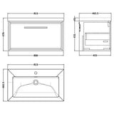 Hudson Reed Lille 800mm Wall Hung 1 Drawer Vanity Unit & Basin Bleached Oak LIL3025L LD