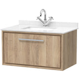 Hudson Reed Lille 800mm Wall Hung 1 Drawer Vanity Unit & Basin Bleached Oak LIL3025WS1