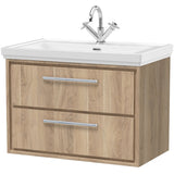 Hudson Reed Lille 800mm Wall Hung 2 Drawer Vanity Unit & Basin Bleached Oak LIL3026A