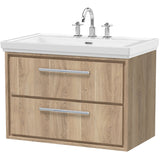 Hudson Reed Lille 800mm Wall Hung 2 Drawer Vanity Unit & Basin Bleached Oak LIL3026B