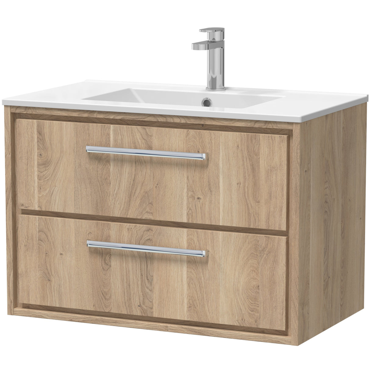 Hudson Reed Lille 800mm Wall Hung 2 Drawer Vanity Unit & Basin Bleached Oak LIL3026C