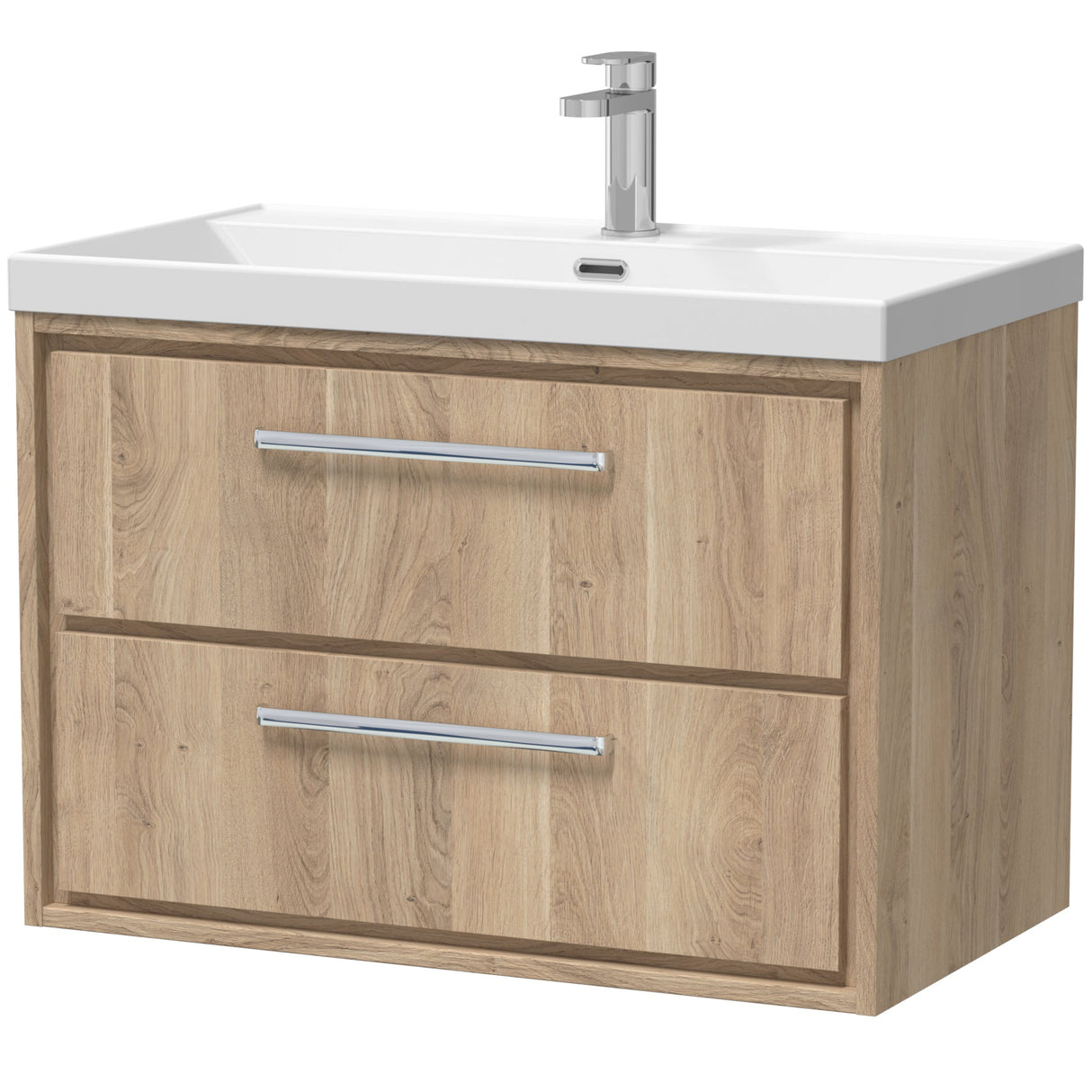 Hudson Reed Lille 800mm Wall Hung 2 Drawer Vanity Unit & Basin Bleached Oak LIL3026E