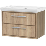 Hudson Reed Lille 800mm Wall Hung 2 Drawer Vanity Unit & Basin Bleached Oak LIL3026H