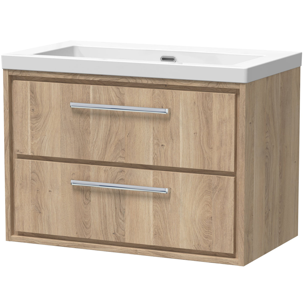 Hudson Reed Lille 800mm Wall Hung 2 Drawer Vanity Unit & Basin Bleached Oak LIL3026K