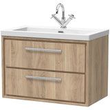 Hudson Reed Lille 800mm Wall Hung 2 Drawer Vanity Unit & Basin Bleached Oak LIL3026L