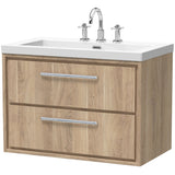 Hudson Reed Lille 800mm Wall Hung 2 Drawer Vanity Unit & Basin Bleached Oak LIL3026M