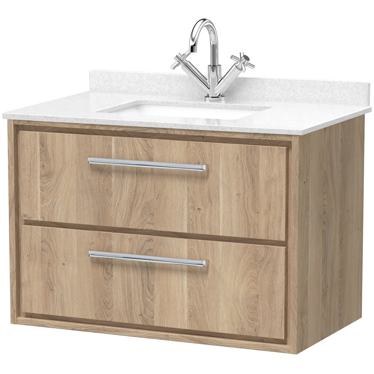 Hudson Reed Lille 800mm Wall Hung 2 Drawer Vanity Unit & Basin Bleached Oak LIL3026WS1