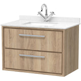 Hudson Reed Lille 800mm Wall Hung 2 Drawer Vanity Unit & Basin Bleached Oak LIL3026WS1