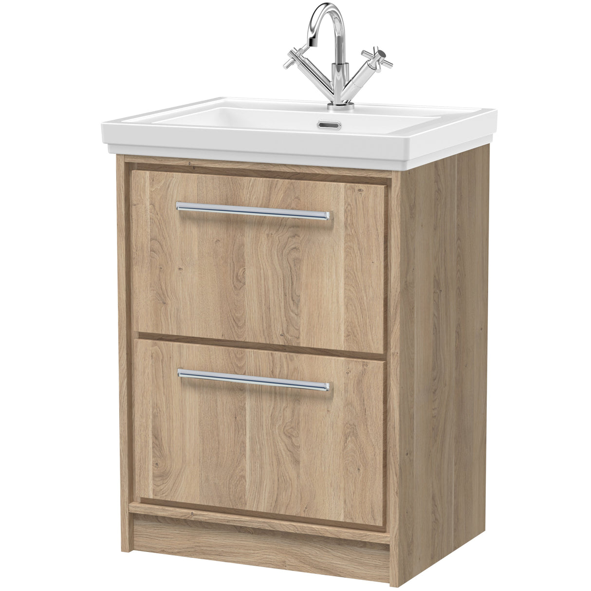Hudson Reed Lille 600mm Freestanding 2 Drawer Vanity Unit & Basin Bleached Oak LIL3033A