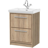 Hudson Reed Lille 600mm Freestanding 2 Drawer Vanity Unit & Basin Bleached Oak LIL3033A