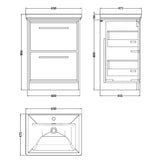 Hudson Reed Lille 600mm Freestanding 2 Drawer Vanity Unit & Basin Bleached Oak LIL3033A LD