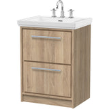 Hudson Reed Lille 600mm Freestanding 2 Drawer Vanity Unit & Basin Bleached Oak LIL3033B