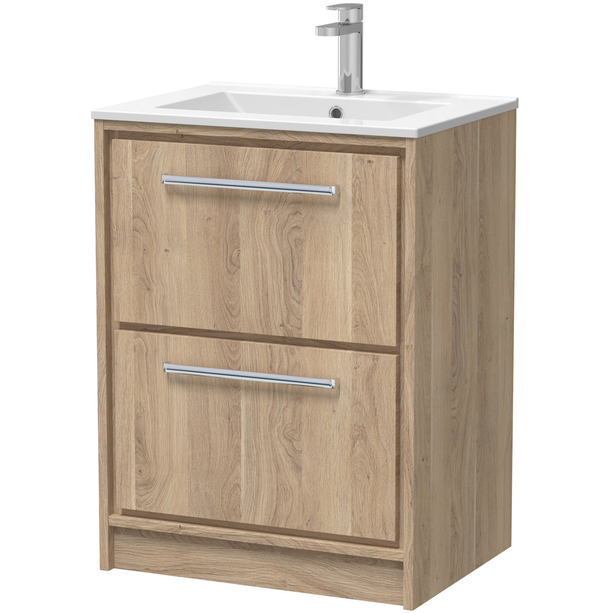 Hudson Reed Lille 600mm Freestanding 2 Drawer Vanity Unit & Basin Bleached Oak LIL3033C
