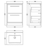 Hudson Reed Lille 600mm Freestanding 2 Drawer Vanity Unit & Basin Bleached Oak LIL3033C LD