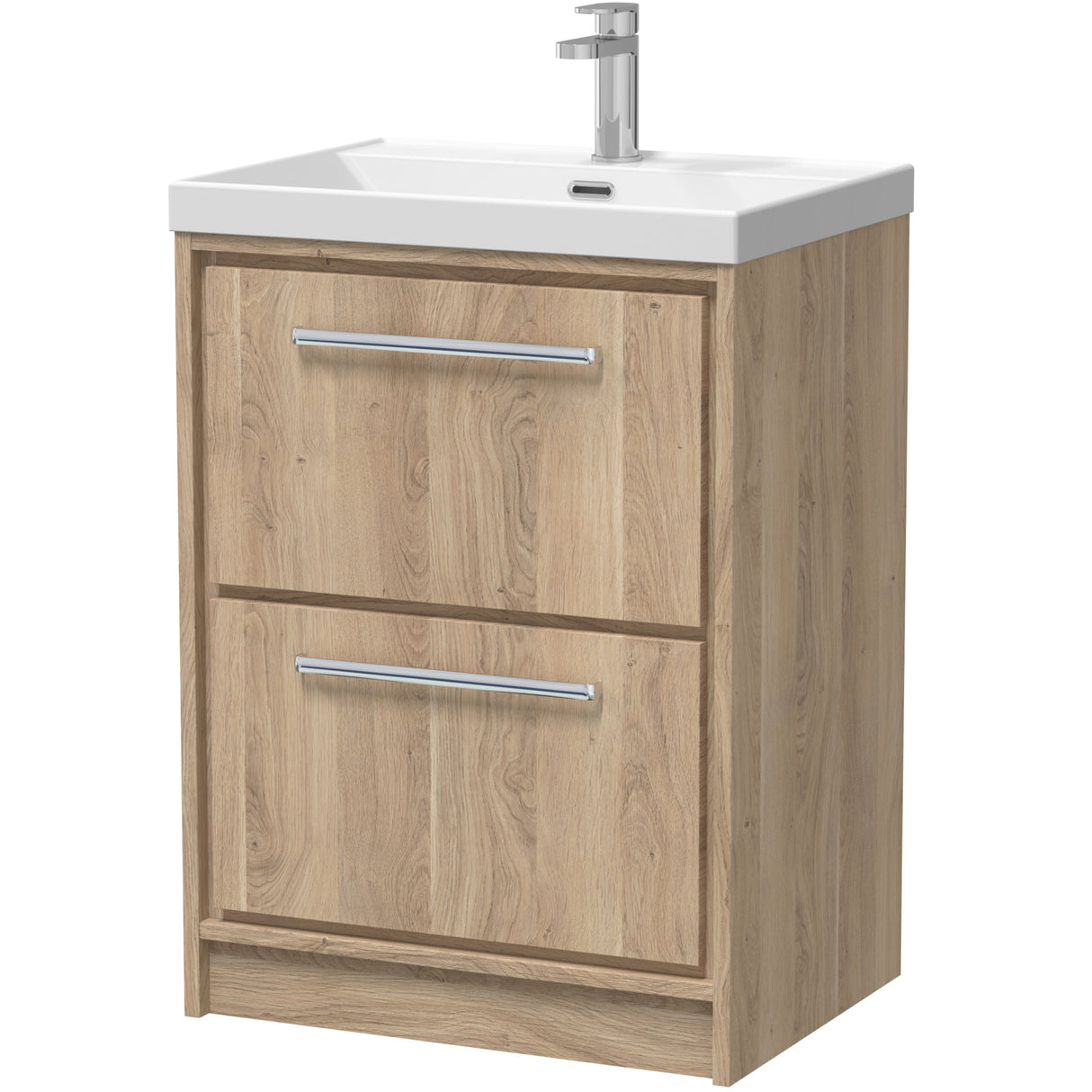 Hudson Reed Lille 600mm Freestanding 2 Drawer Vanity Unit & Basin Bleached Oak LIL3033E